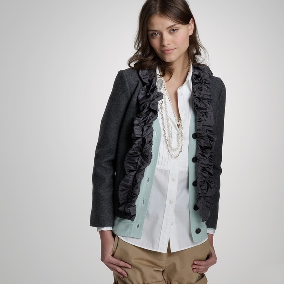 J. Crew Jackets & Blazers - J. CREW wool pleated-silk chimera charcoal jacket